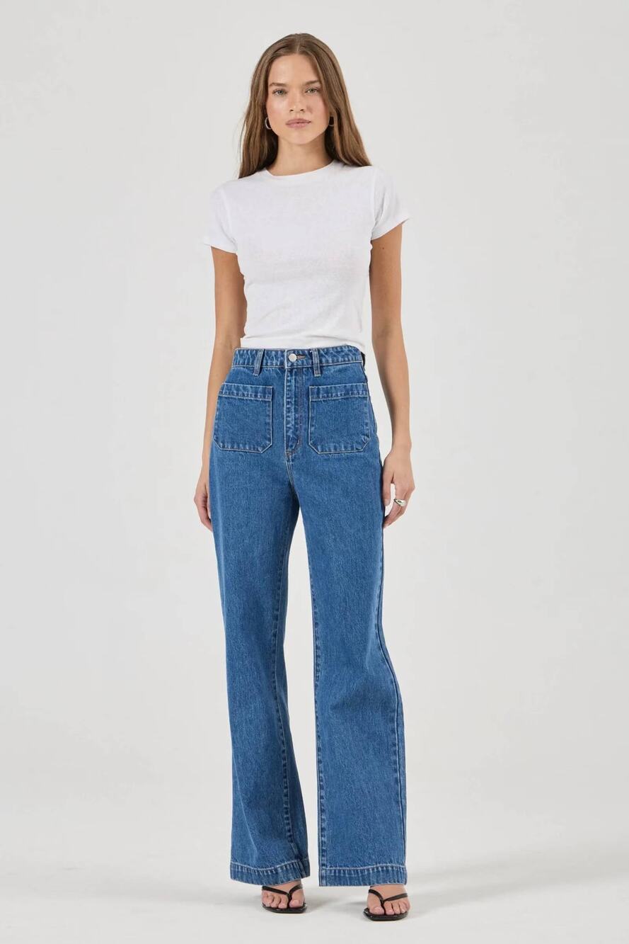 NWT Rolla's Sailor Wide Leg Jeans Long Ashley Blue Size 27